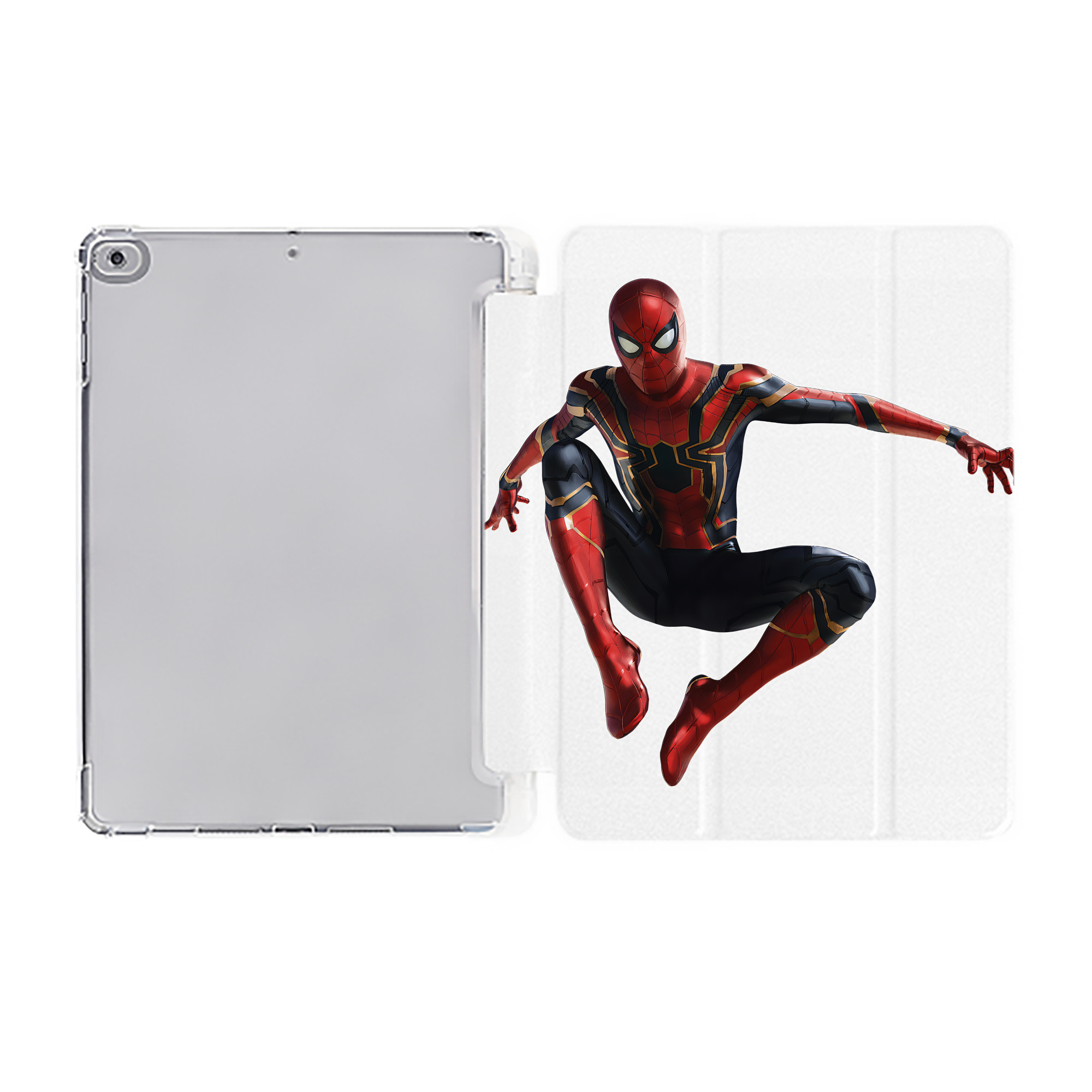 （画像用） Spider Man スパイダーマン IPad ケース ペン収納付き 三つ折りスタンド PUレザー×シリコン 対応機種9.5/10.5/10.9インチ